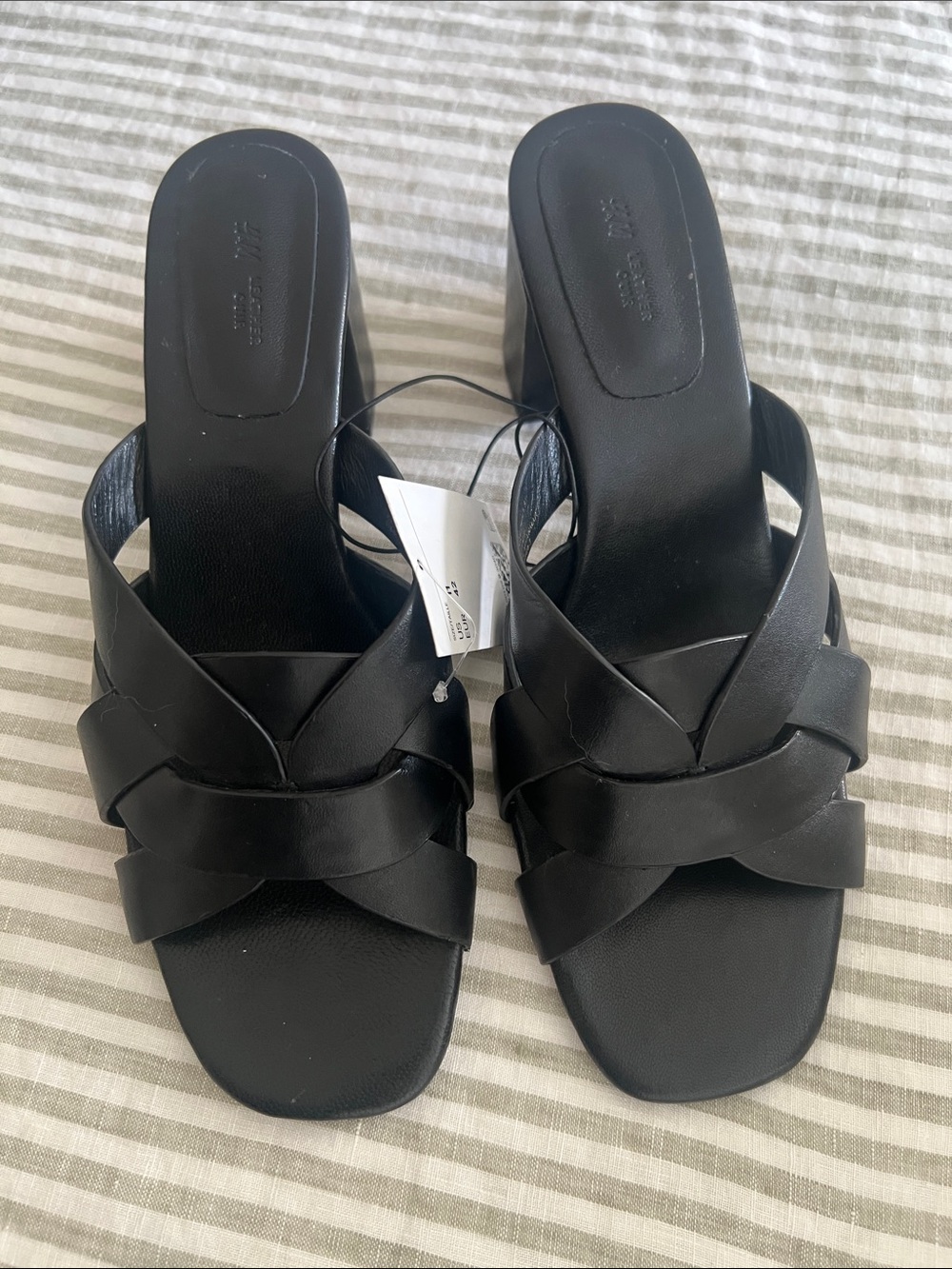 H&M Black Woven Strap Slide Mules - Women